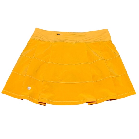 lululemon athletica Dresses & Skirts - Lululemon Pace Rival Skirt Mid Rise Long Mango Dream Orange Women 6 Athletic